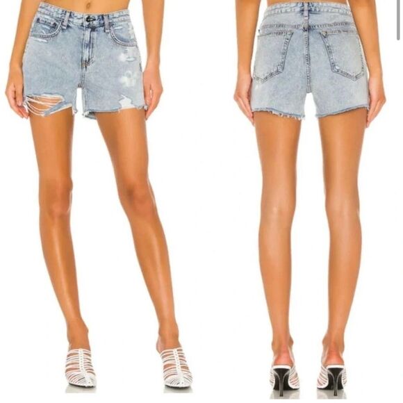 Rag and Bone Olson Dre Low-Rise Denim Shorts Light Wash Blue Size 27 - Picture 1 of 9